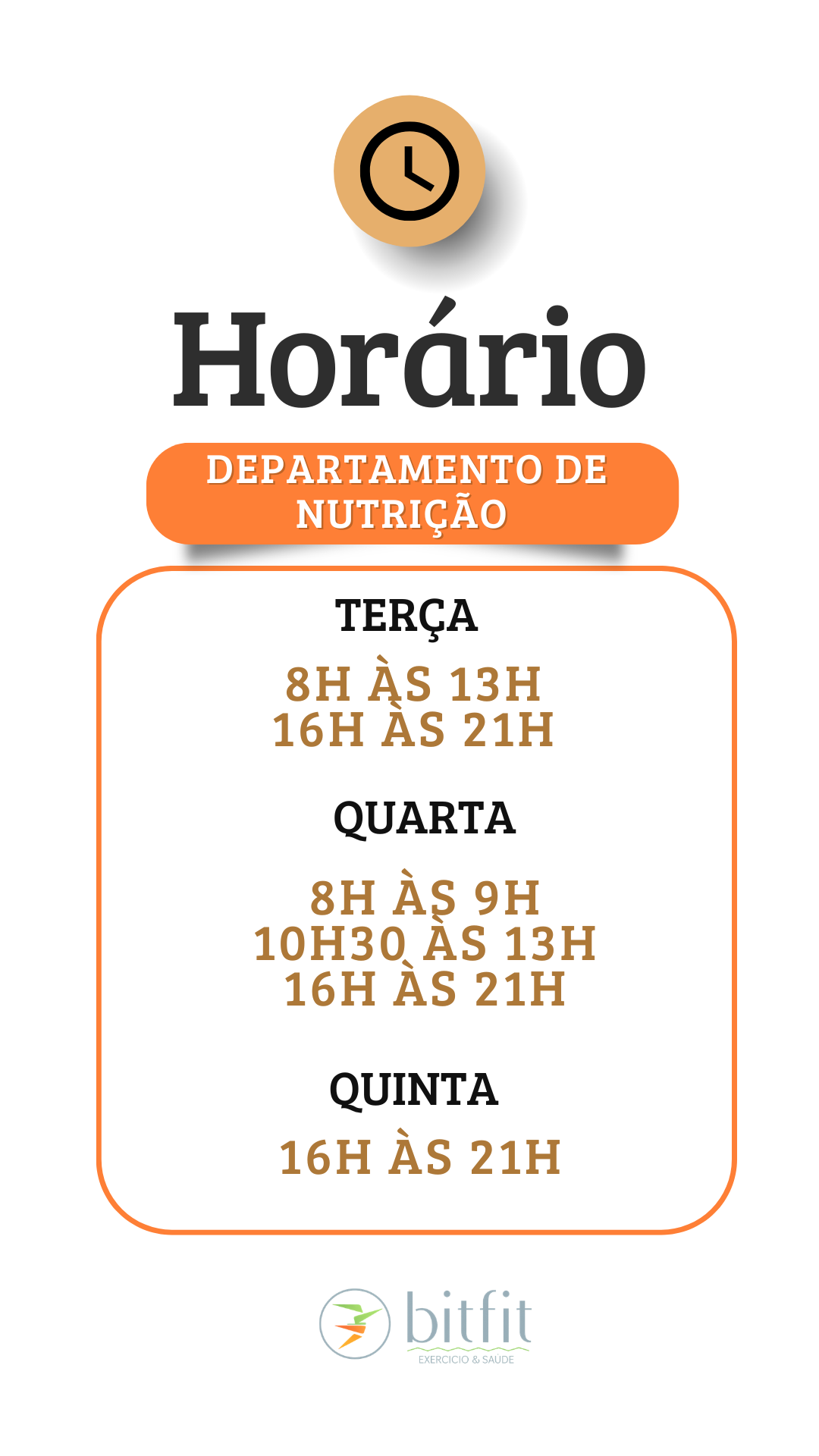 Horário Departamento de Nutrição